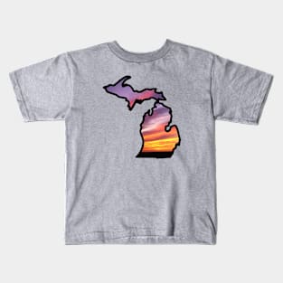 Michigan Mitten with Sunset Background Kids T-Shirt